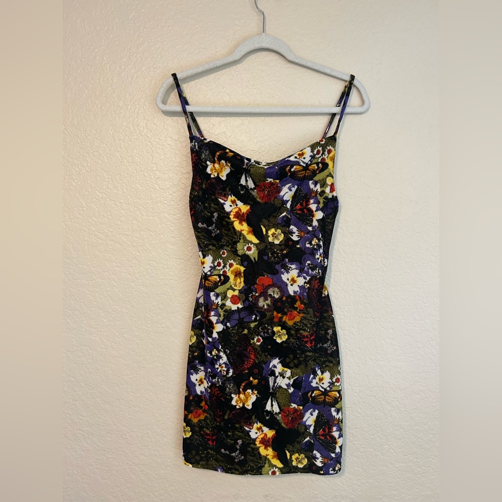 Urban Outfitters Floral Velvet Mini Dress